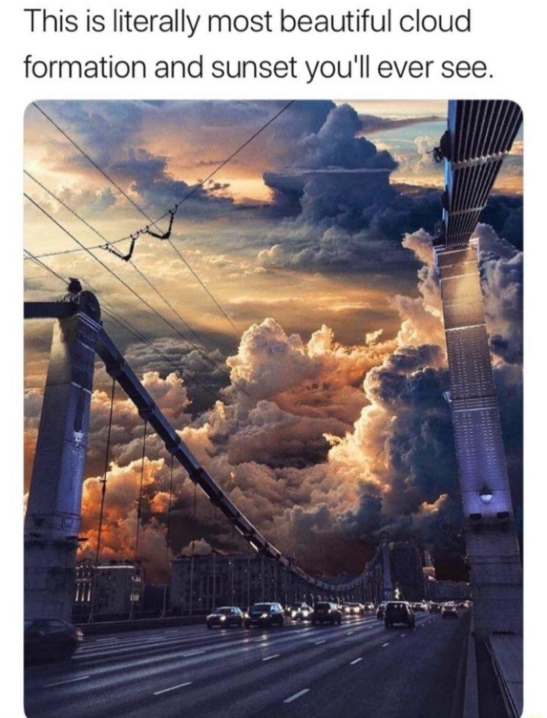 This is literally most beautiful cloud formation and sunset youll ever see