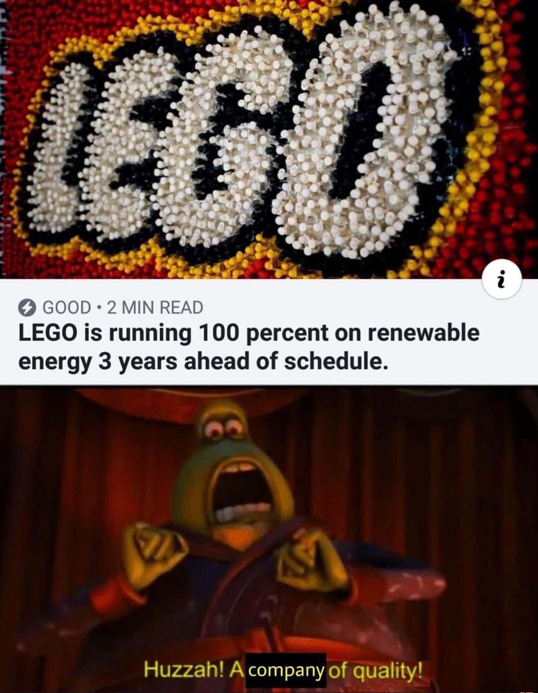 LEGO is running 100 percent on renewable energy 3 years ahead of schedule A company of