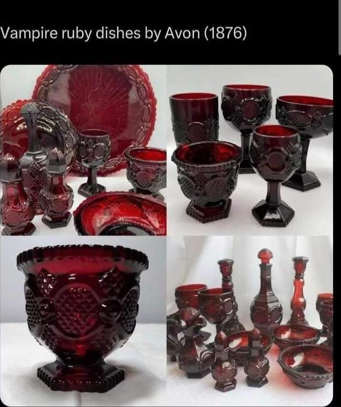 Vampire ruby dishes by Avon 1876