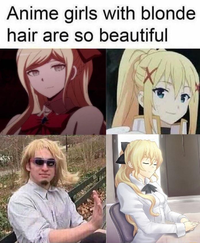 Anime girls with blonde hair are so beautiful