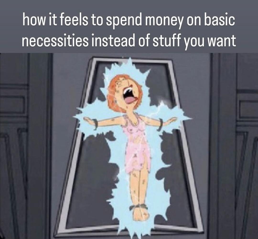 how it feels to spend money on basic necessities instead of stuff you want