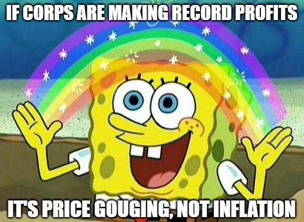 IFCORPS ARE MAKING RECORD PROFITS f f V7 g 2 TS PRICE GOUGINGNOT INFLATION I _ gl