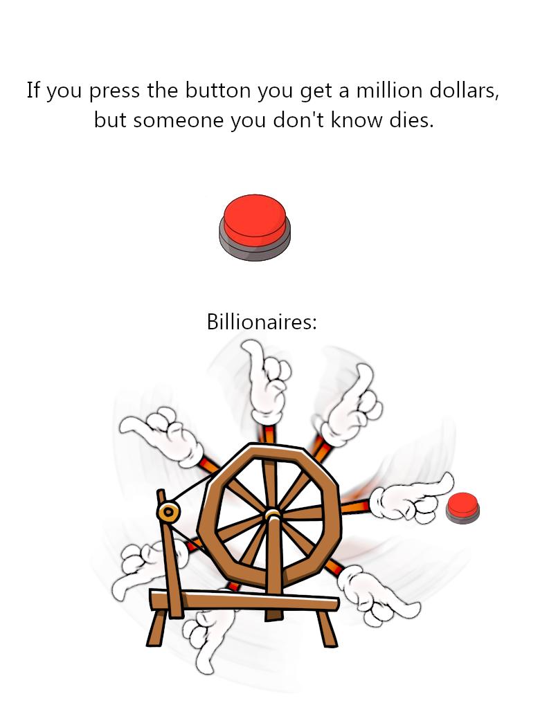 If you press the button you get a million dollars but someone you dont know dies Billionaires