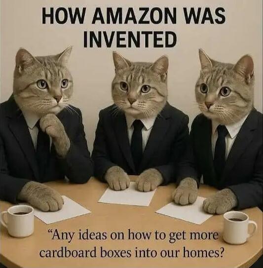HOW AMAZON WAS INVENTED
Any ideas on how to get more cardboard boxes into our homes?