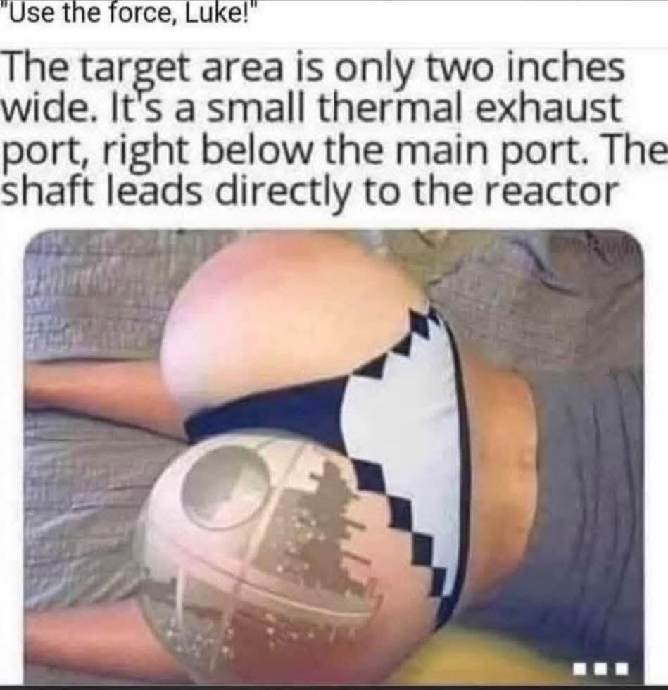 Use the force, Luke! The target area is only two inches wide. It's a small thermal exhaust port, right below the main port. The shaft leads directly to the reactor