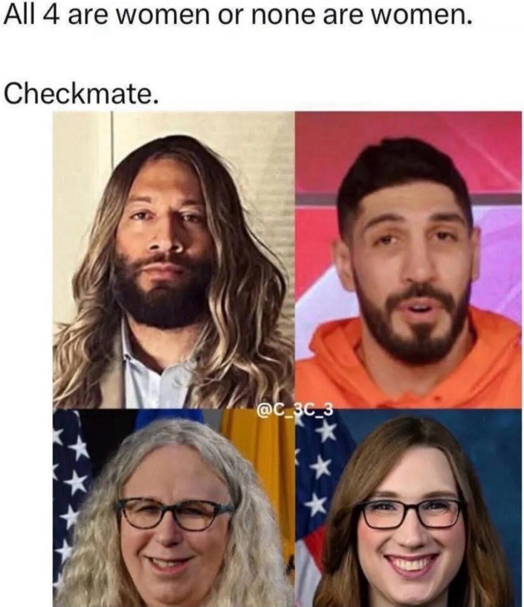 All 4 are women or none are women. Checkmate.
