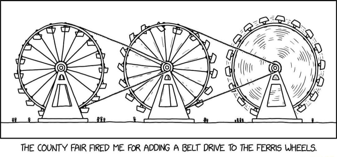 THE COUNTY FAR FIRED ME FOR ADDNG A BELT DRVE 0 THE FERRIS WHEELS