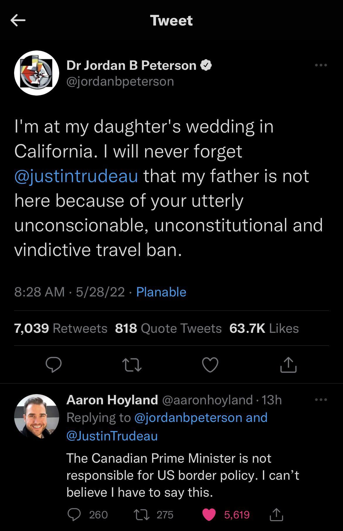 Tweet Dr Jordan B Peterson Jfee 1ol o o1 1gToT0 Im at my daughters wedding in California will never forget ISO CEN R MA 1 CI N glol QTSN oLTor TH SN o e NI V1 n 14 unconscionable unconstitutional and ValeGRVI REEV1 N o Ta R SRS Y IRV Y b A S ETo Yol 7039 Retweets 818 Quote Tweets 637K Likes 9 O O 17010 i 2 Y ETi L REETe o ETale Buic RETolVilat R eRfe e E Tal o oJY T TeT O K TaTe IV IUTe SETT The C