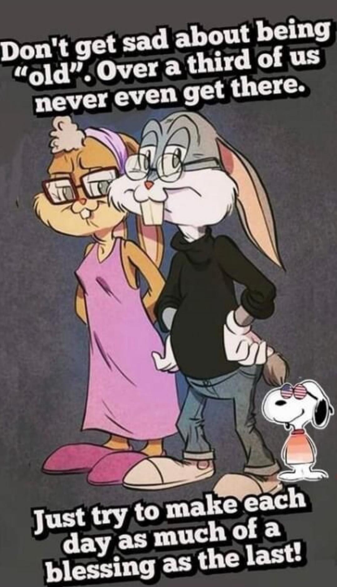 Don't get sad about being 'old'. Over a third of us never even get there. Just try to make each day as much of a blessing as the last!