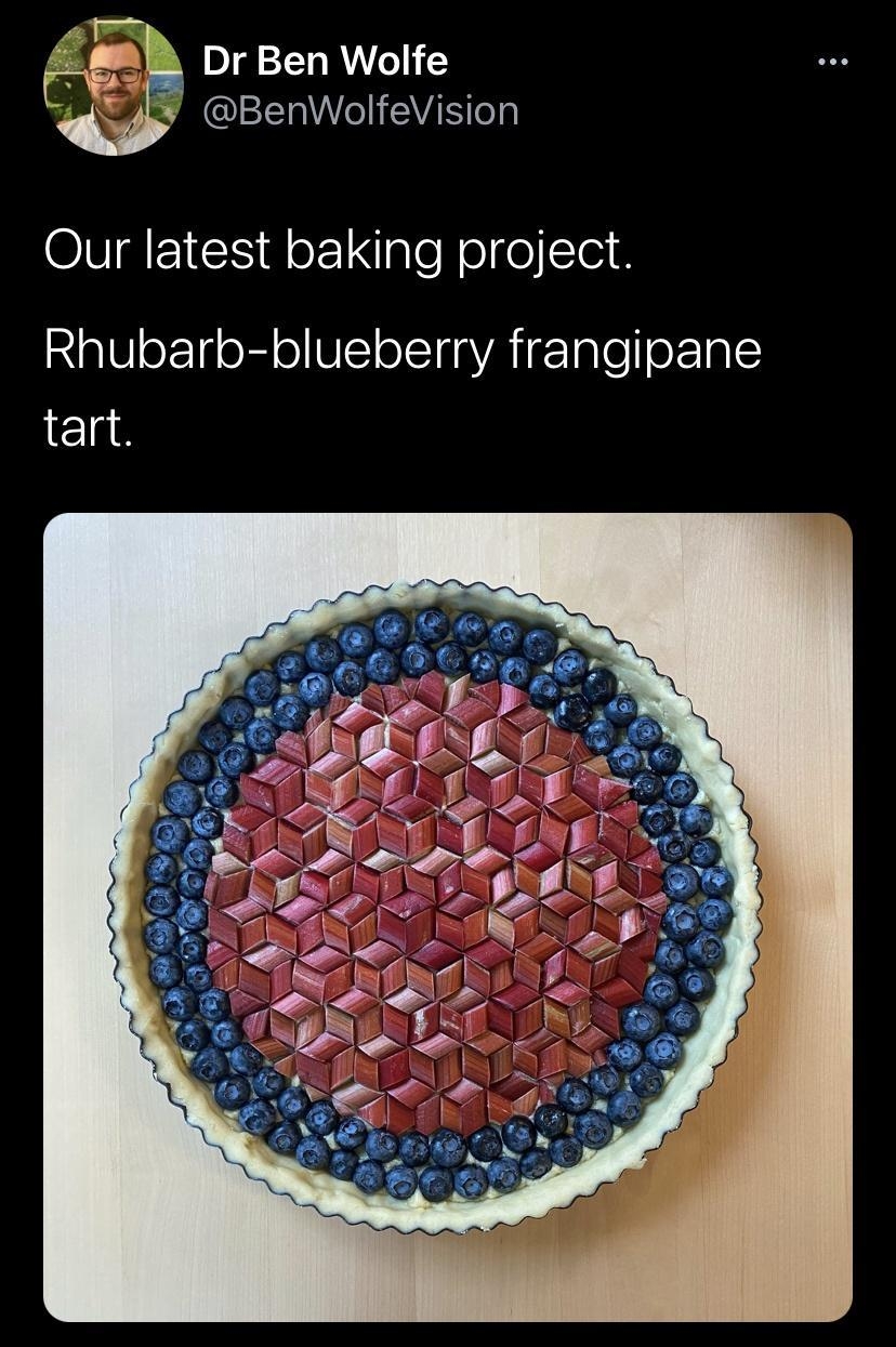 Dr Ben Wolfe GN o Our latest baking project Rhubarb tart blueberry frangipane 1801 01072022 Tweetbot for iOS