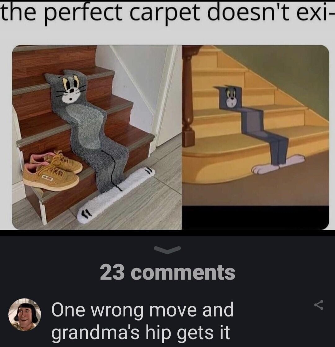 basekotton e perfect carpet doesnt exi 23 comments One wrong move and grandmas hip gets it owslicer