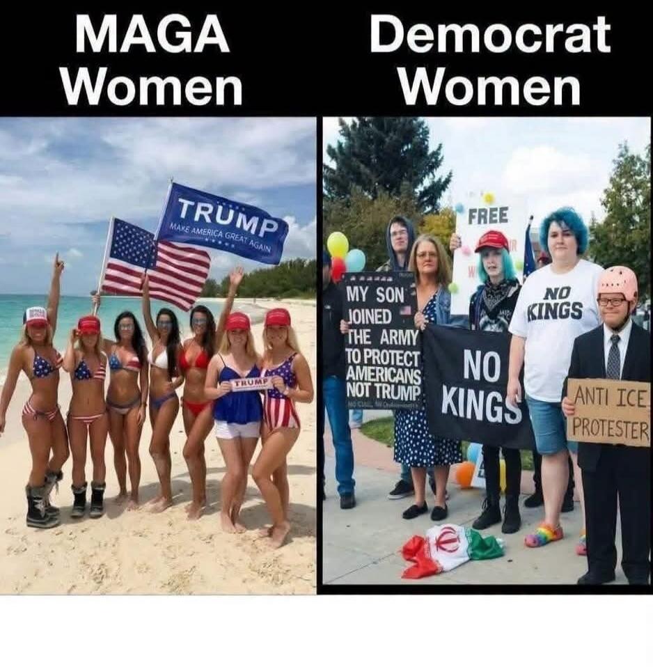 MAGA Women Democrat Women TRUMP MAKE AMERICA GREAT AGAIN MY SON JOINED THE ARMY TO PROTECT AMERICANS NOT TRUMP NO KINGS FREE ANTI ICE PROTESTER
