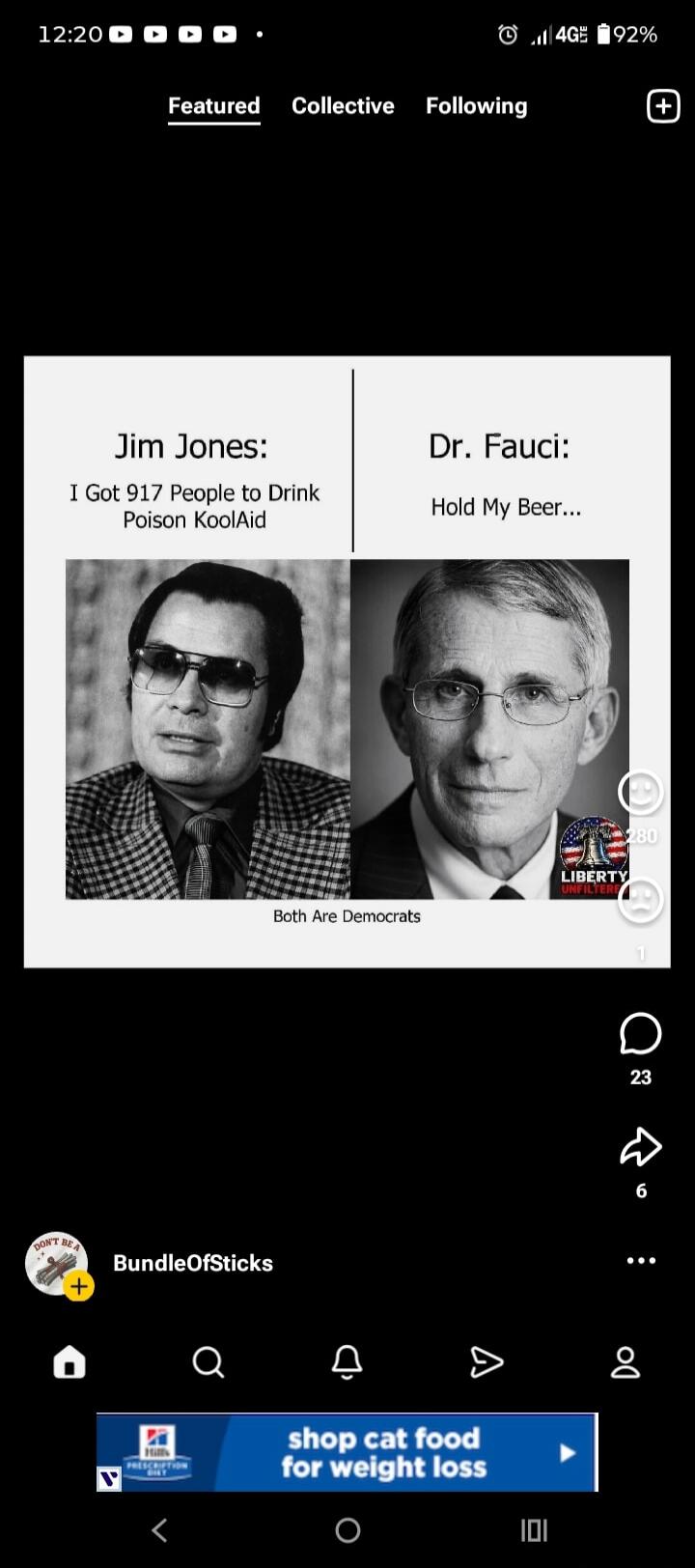 Jim Jones: I Got 917 People to Drink Poison KoolAid. Dr. Fauci: Hold My Beer... Both Are Democrats.