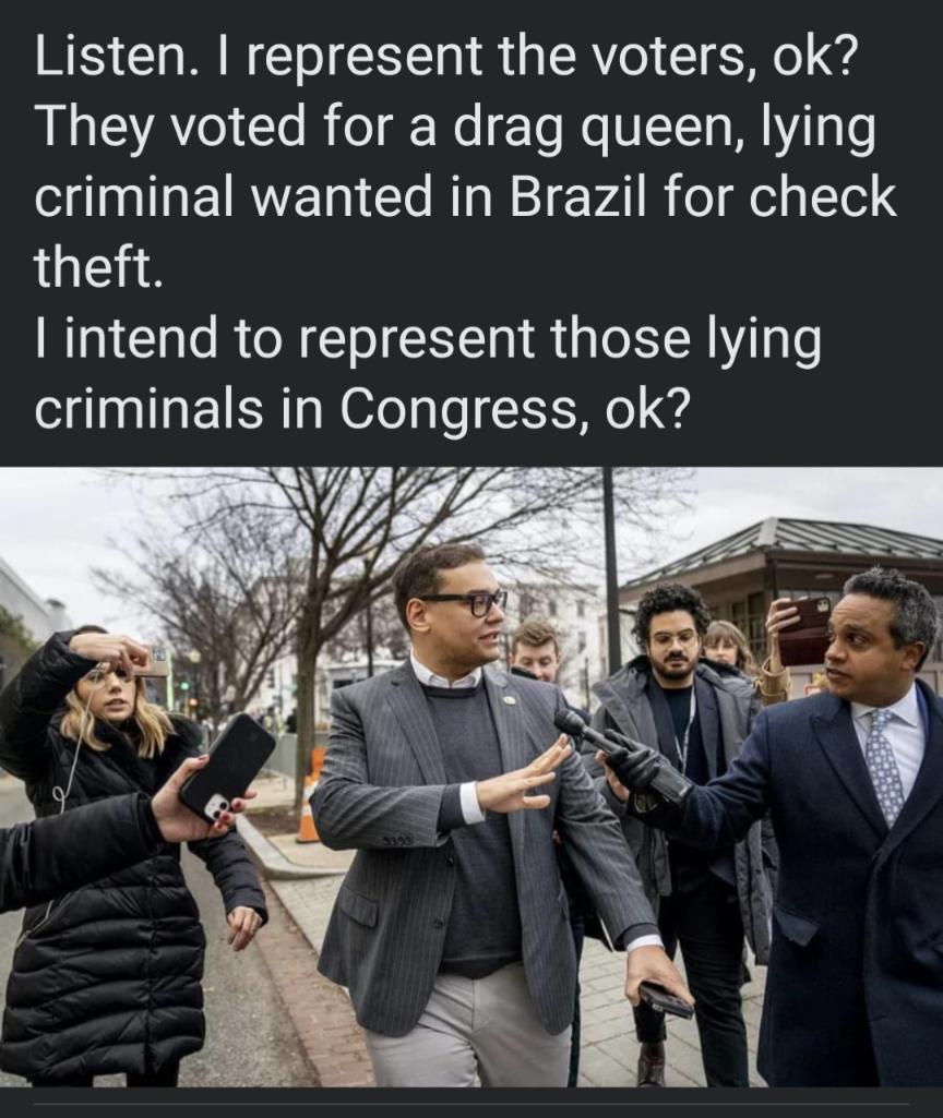 Listen represent the voters ok They voted for a drag queen lying IR EIRYETN Clo RTo N 1 PAL B olfelyI1el 3 theft intend to represent those lying criminals in Congress ok
