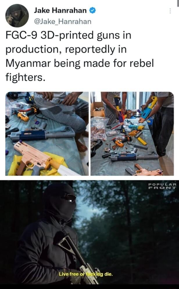 Jake Hanrahan al FGC 9 3D printed guns in production reportedly in Myanmar being made for rebel fighters s w