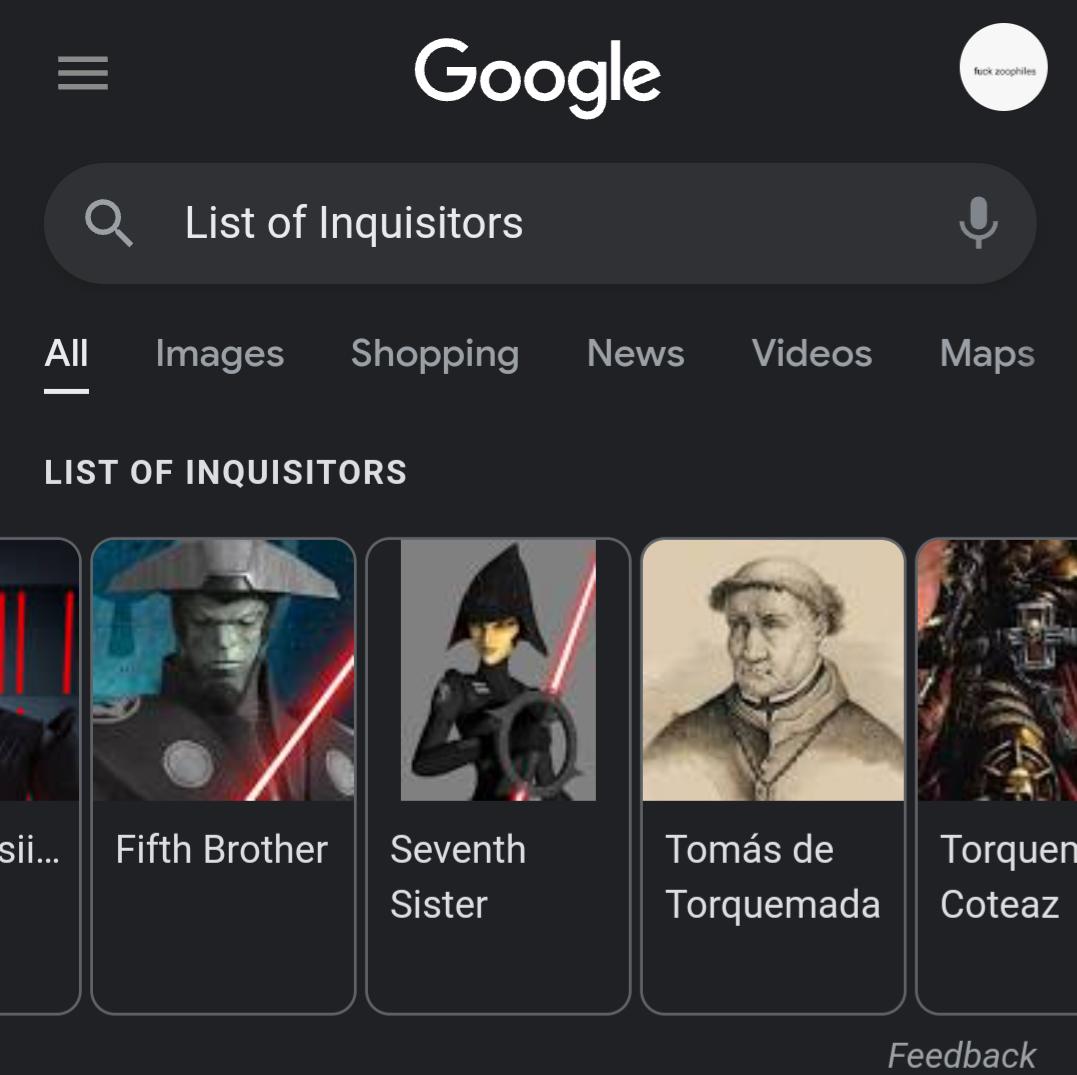 Google e Q_ List of Inquisitors Pl 49 FTe STSINN sTeT o o g Te SIS Vi o To LT V T oS M o o e U1 K5 o 2353 sii Fifth Brother Tomas de Torquen REe o V1 0y FTe RN 070 T V4 VNS NS AL Feedback