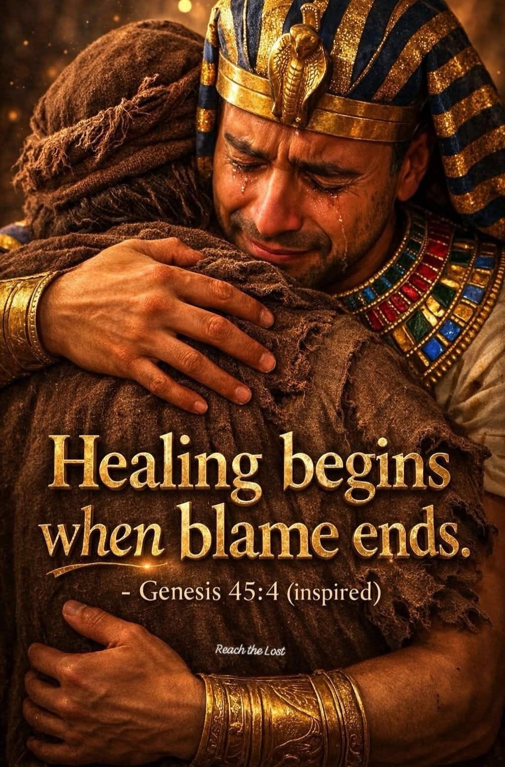 Healing begins when blame ends. - Genesis 45:4 (inspired) Reach the Lost