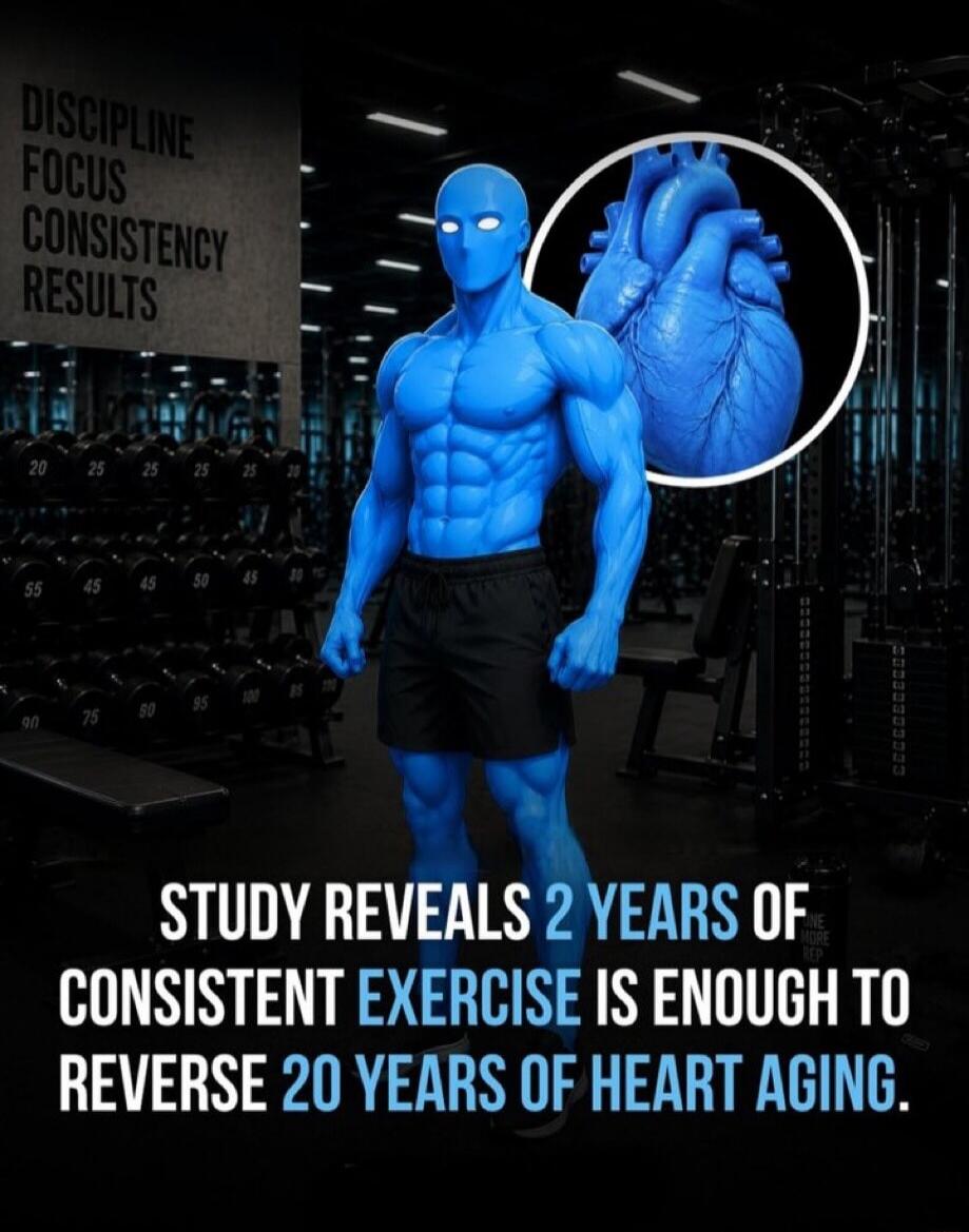 DISCIPLINE FOCUS CONSISTENCY RESULTS. STUDY REVEALS 2 YEARS OF CONSISTENT EXERCISE IS ENOUGH TO REVERSE 20 YEARS OF HEART AGING.