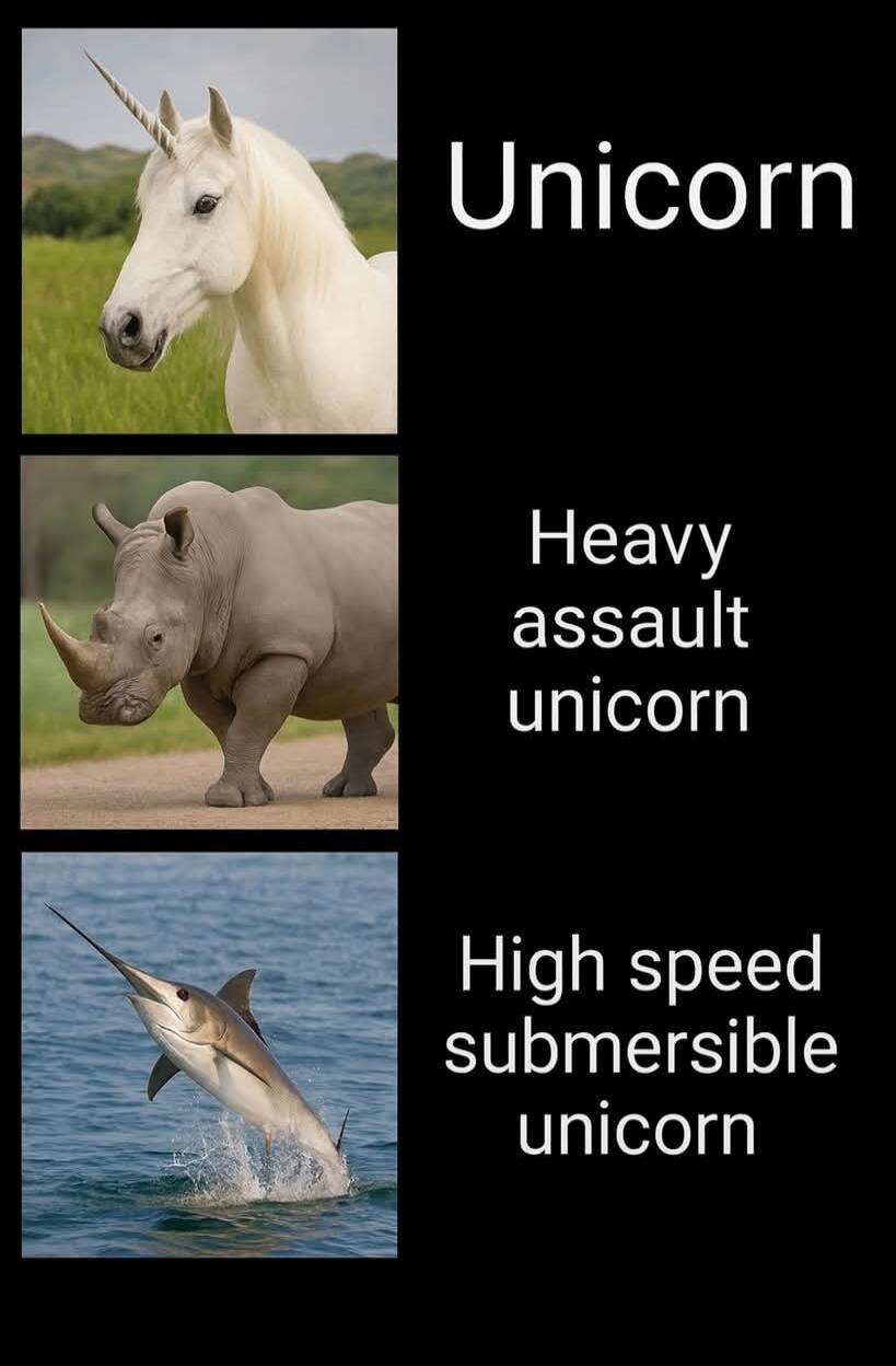 Unicorn. Heavy assault unicorn. High speed submersible unicorn.