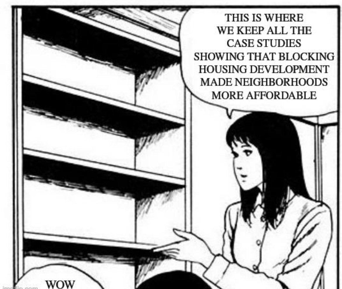 THIS IS WHERE WE KEEP ALL THE CASE STUDIES SHOWING THAT BLOCKING HOUSING DEVELOPMENT MADE NEIGHBORHOODS MORE AFFORDABLE