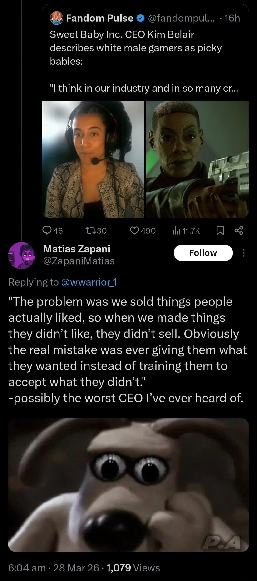 Sweet Baby Inc. CEO Kim Belair describes white male gamers as picky babies: 