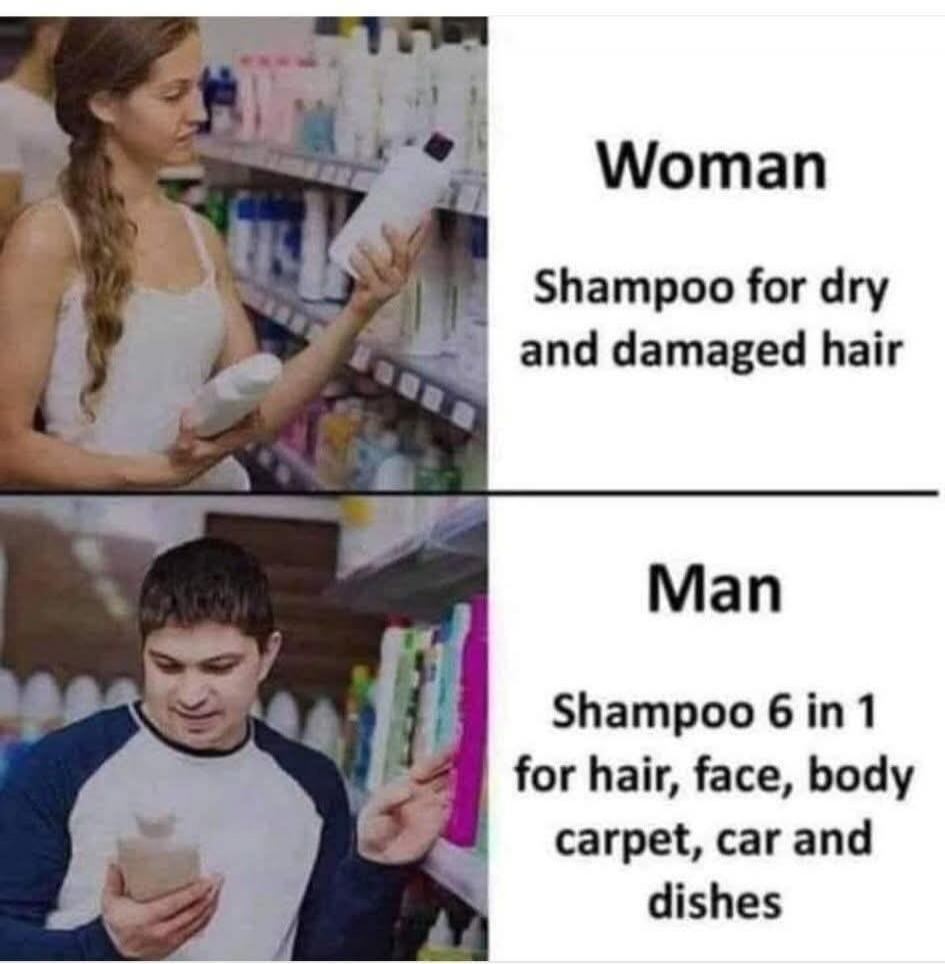 Woman Shampoo for dry and damaged hair Man Shampoo 6 in 1 for hair, face, body carpet, car and dishes