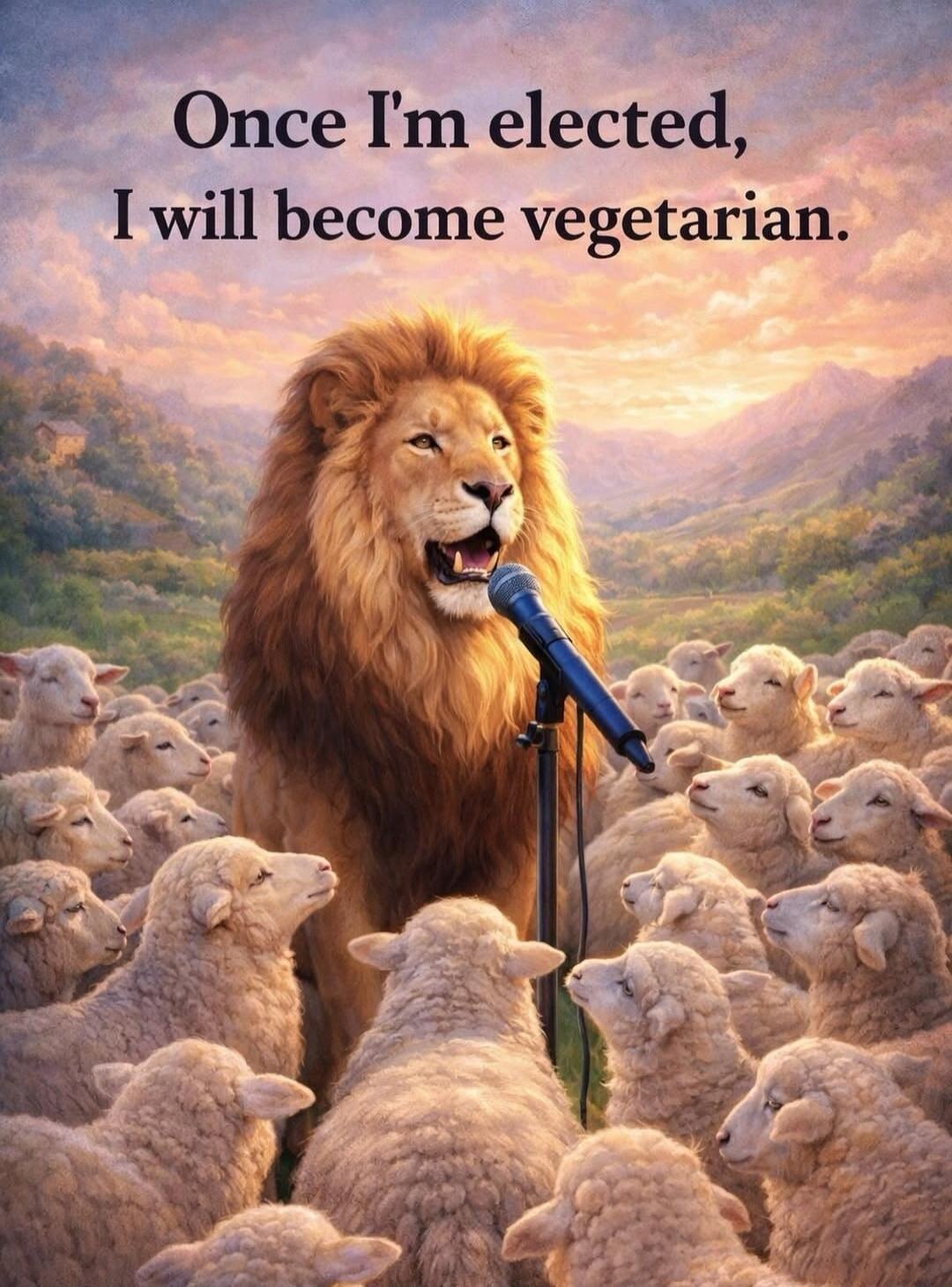 Once I'm elected, I will become vegetarian.