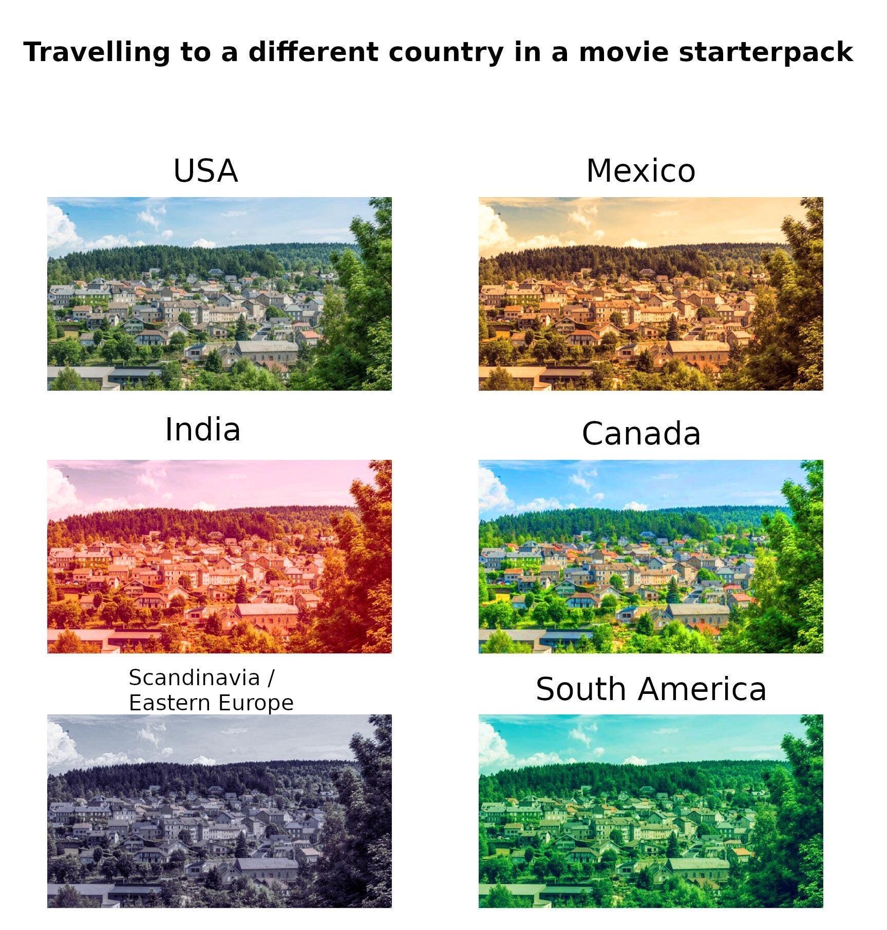 Travelling to a different country in a movie starterpack USA Mexico Scandinavia _Eastern Europe South America m 74 g