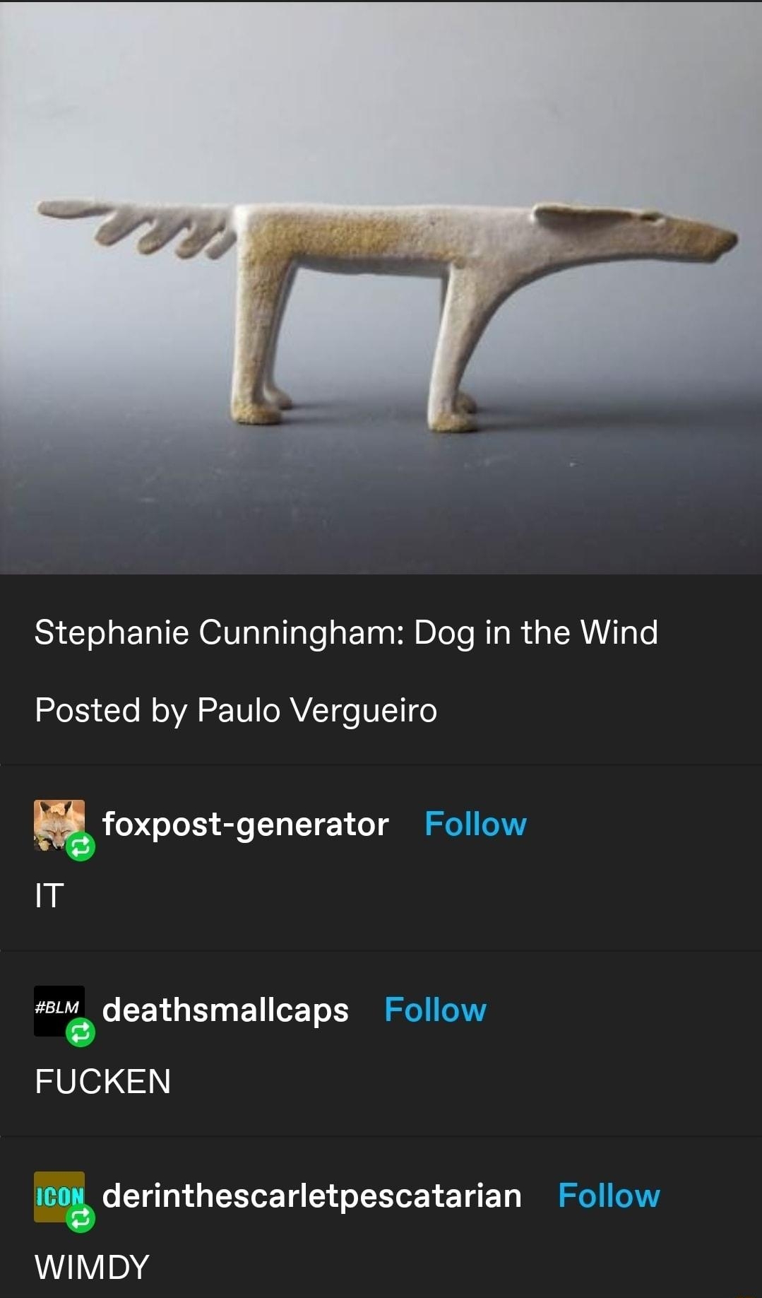 fabionardini Stephanie Cunningham Dog in the Wind Posted by Paulo Vergueiro foxpost generator IT wow_ deathsmallcaps FUCKEN EUINGELLEL T LRI EIED WIMDY