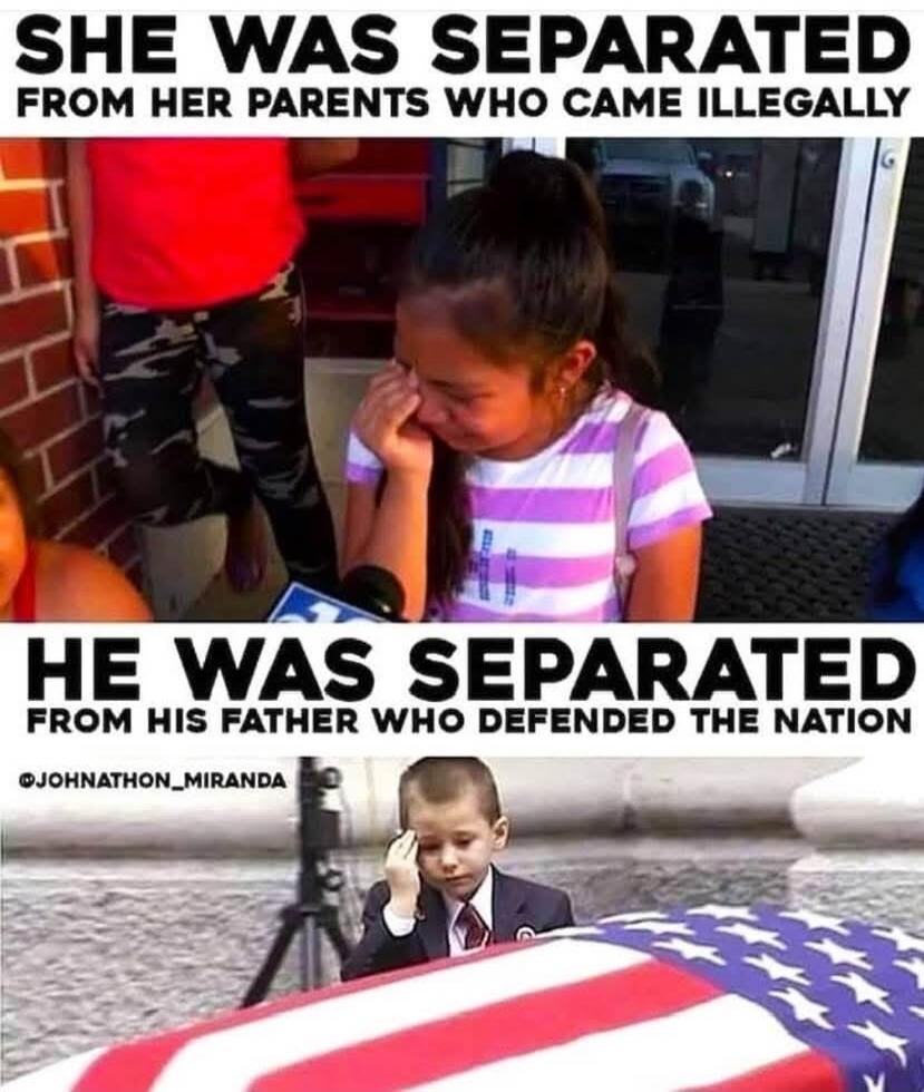 SHE WAS SEPARATED FROM HER PARENTS WHO CAME ILLEGALLY
HE WAS SEPARATED FROM HIS FATHER WHO DEFENDED THE NATION