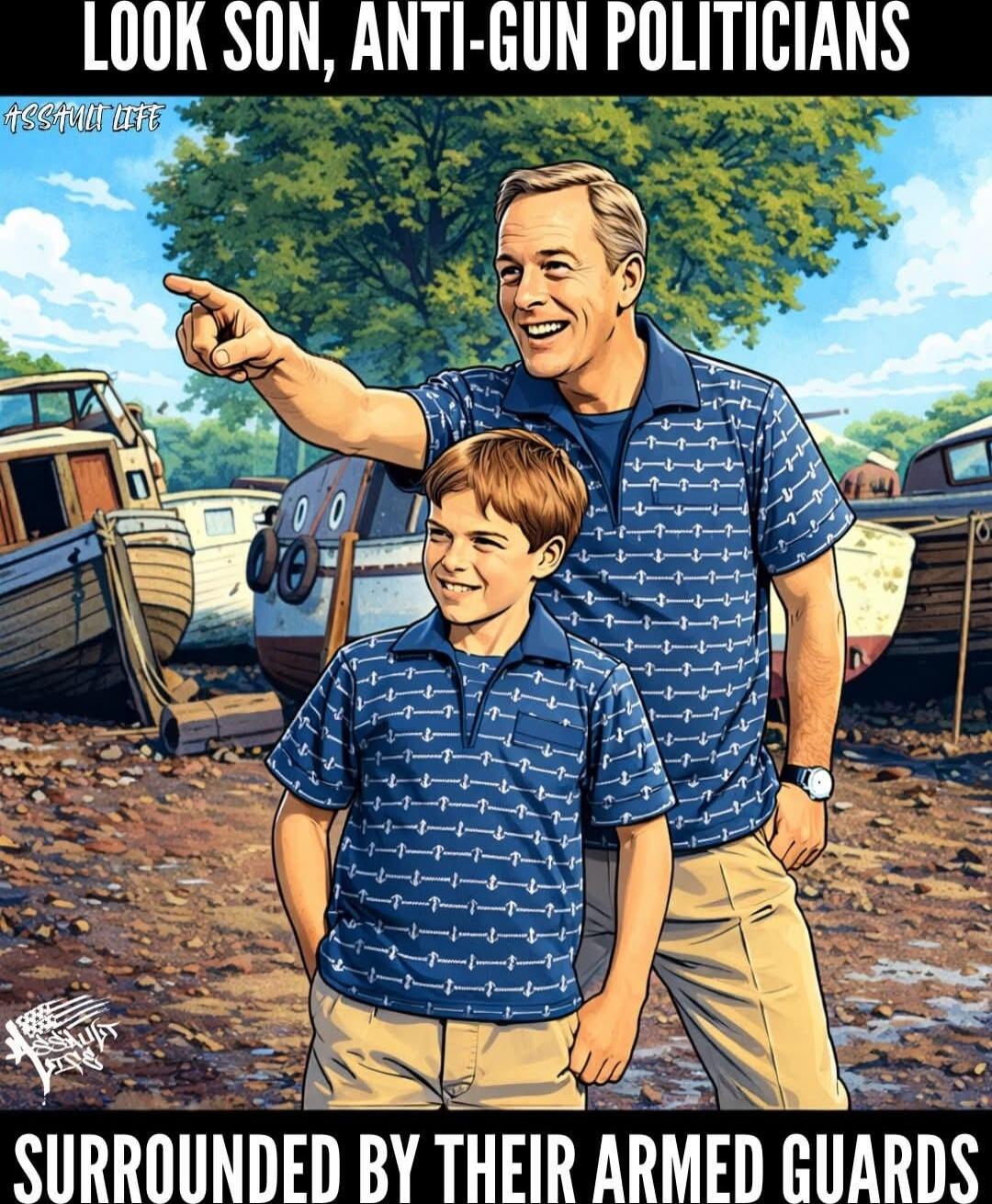 LOOK SON, ANTI-GUN POLITICIANS SURROUNDED BY THEIR ARMED GUARDS