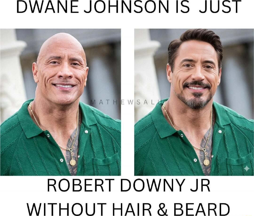 DWANE JOHNSON IS JUST ROBERT DOWNY JR WITHOUT HAIR & BEARD