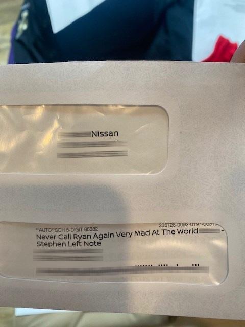 Nl o me smmNissan ok o7z 0azEr Iever Call Ryan Again Very Mad At The World Seesnen Left Nots