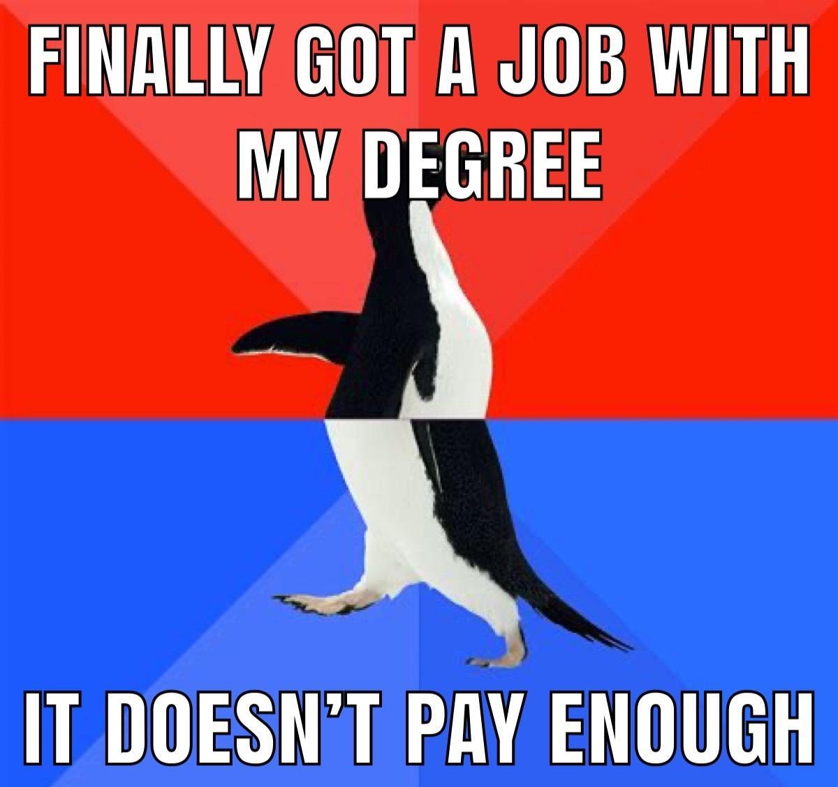 FINALLY GOT AJOB WITH MY DEGREE IT DOESNT PAY ENOUGH sl iy meenic