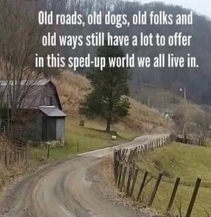 Old roads, old dogs, old folks and old ways still have a lot to offer in this sped-up world we all live in.
