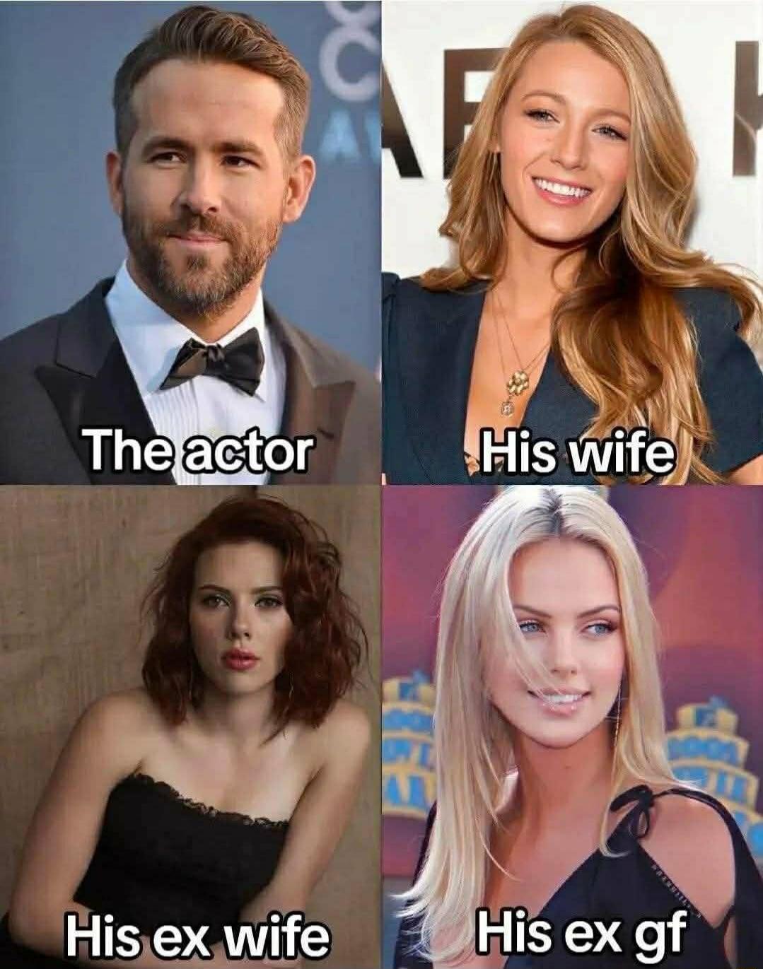 The actor
His wife
His ex wife
His ex gf