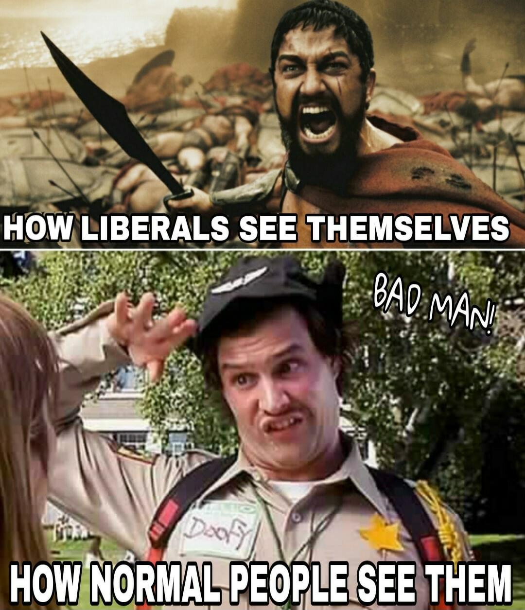 HOW LIBERALS SEE THEMSELVES BAD MAN! HOW NORMAL PEOPLE SEE THEM