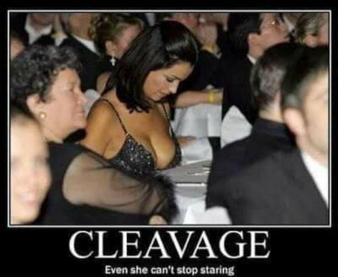 CLEAVAGE Even she cant stop staring