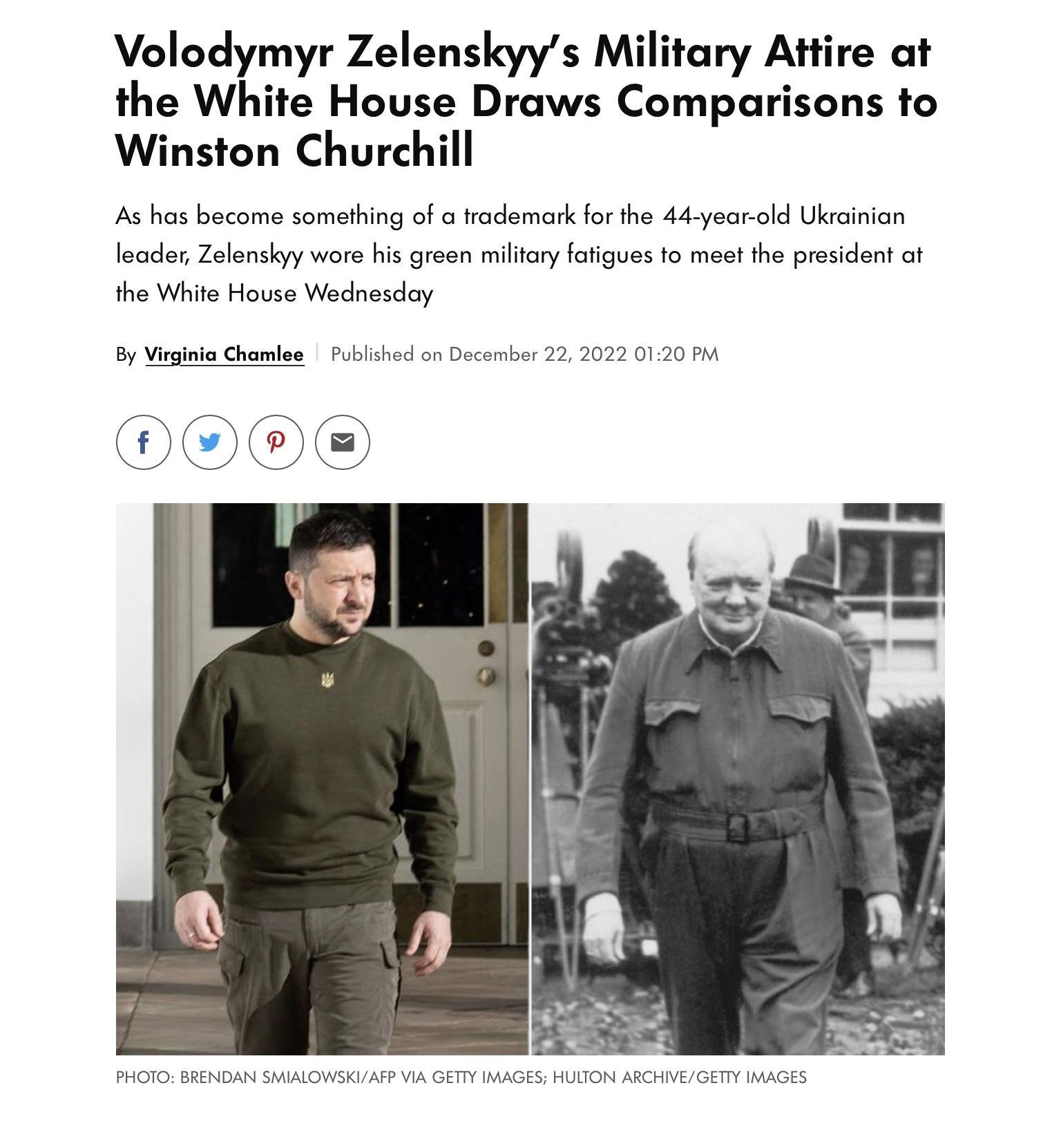 Volodymyr Zelenskyys Military Attire at the White House Draws Comparisons to Winston Churchill s has bocome something of a rademark for the 44 year old Ukrainian lecda Zelenskyy wore his groen milloy fatigues fo mest the president ot the White Houso Wechesdoy Oy Visinie Chanl ublhed o Dscombr 2 2072 0120