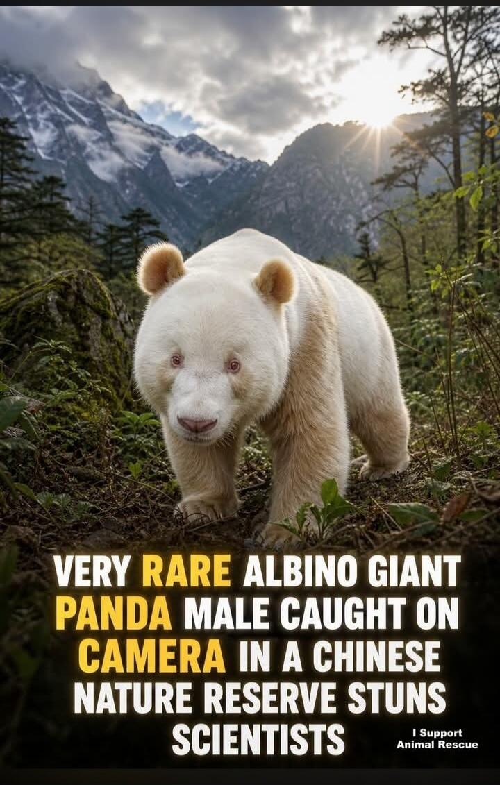 VERY RARE ALBINO GIANT PANDA MALE CAUGHT ON CAMERA IN A CHINESE NATURE RESERVE STUNS SCIENTISTS I Support Animal Rescue