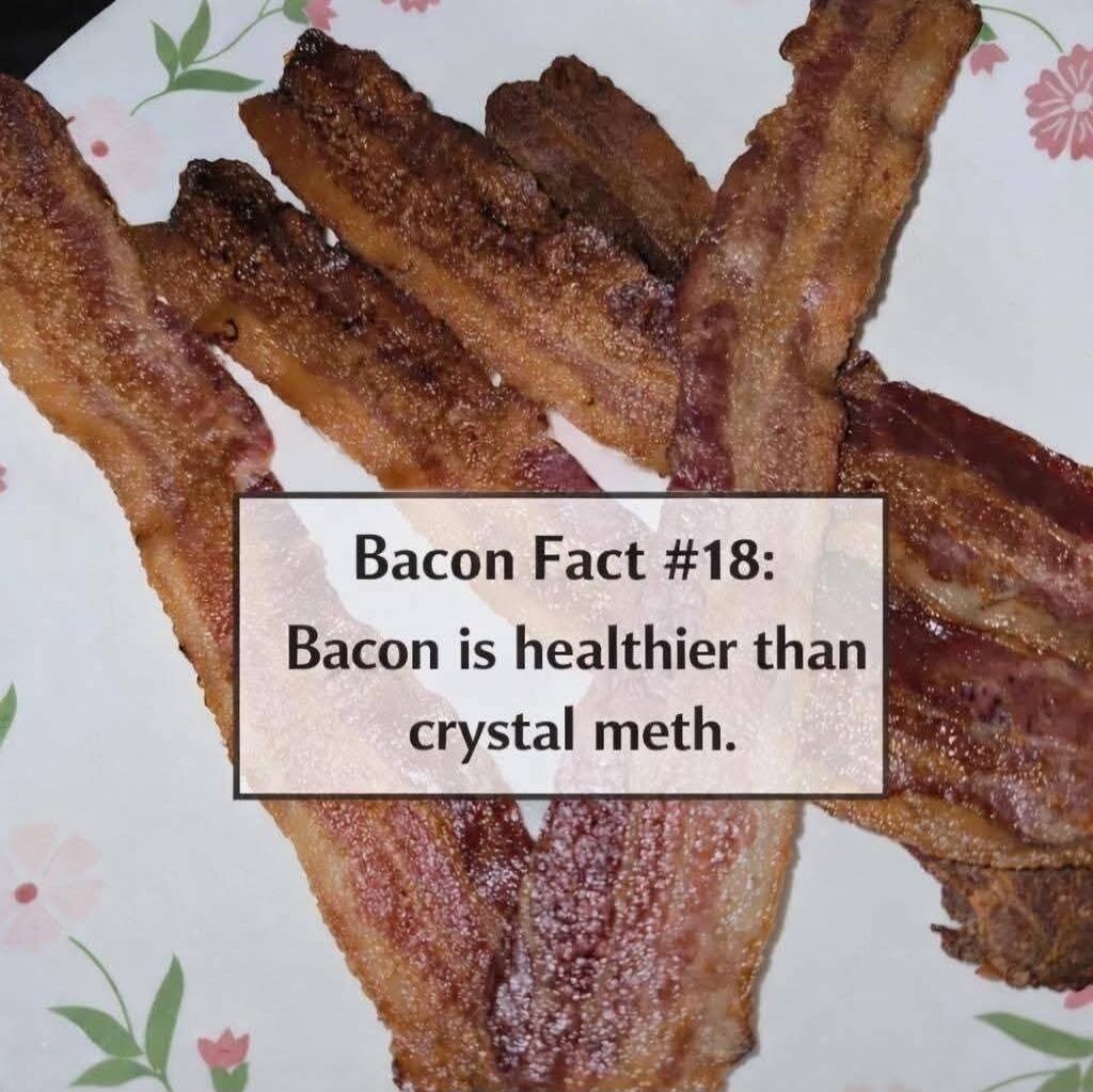 Bacon Fact #18: Bacon is healthier than crystal meth.