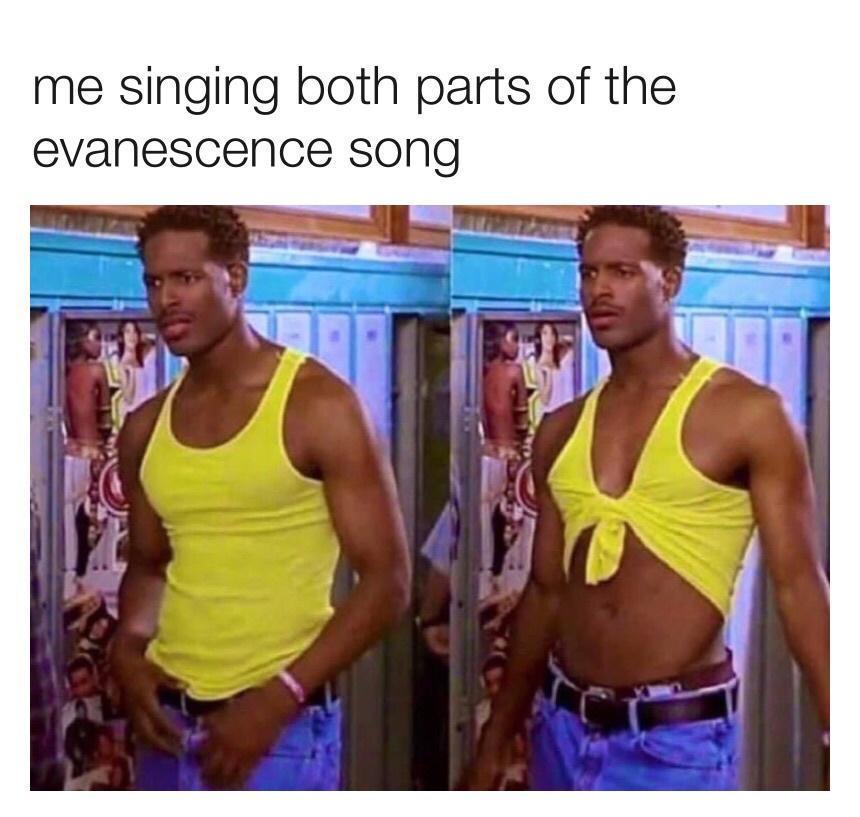 me singing both parts of the evanescence song