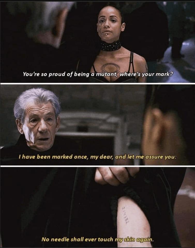 Youre so proud of being mutan No needle shall ever touch