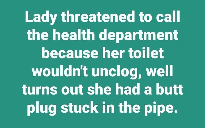 Lady threatened to call ORI ET ET i T L0 TN T T 0 wouldnt unclog well LT ERGTT S NG ET R 1T plug stuck in the pipe