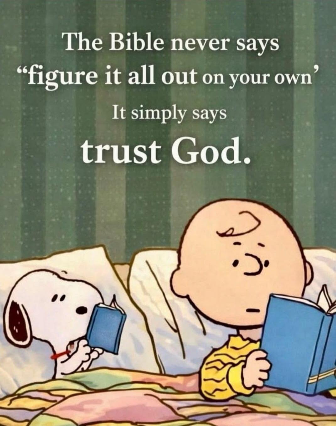 The Bible never says 'figure it all out on your own' It simply says trust God.