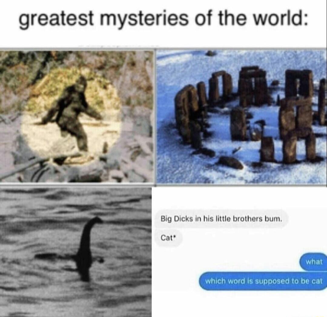 greatest mysteries of the world Big Dicks in i ltte brothars bum catr which word s supposed