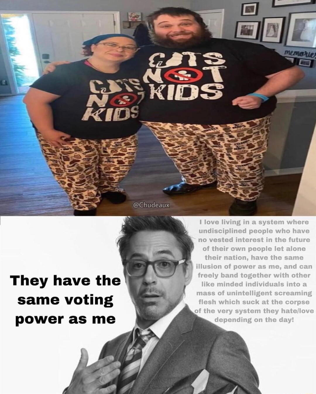 They have the same voting power as me