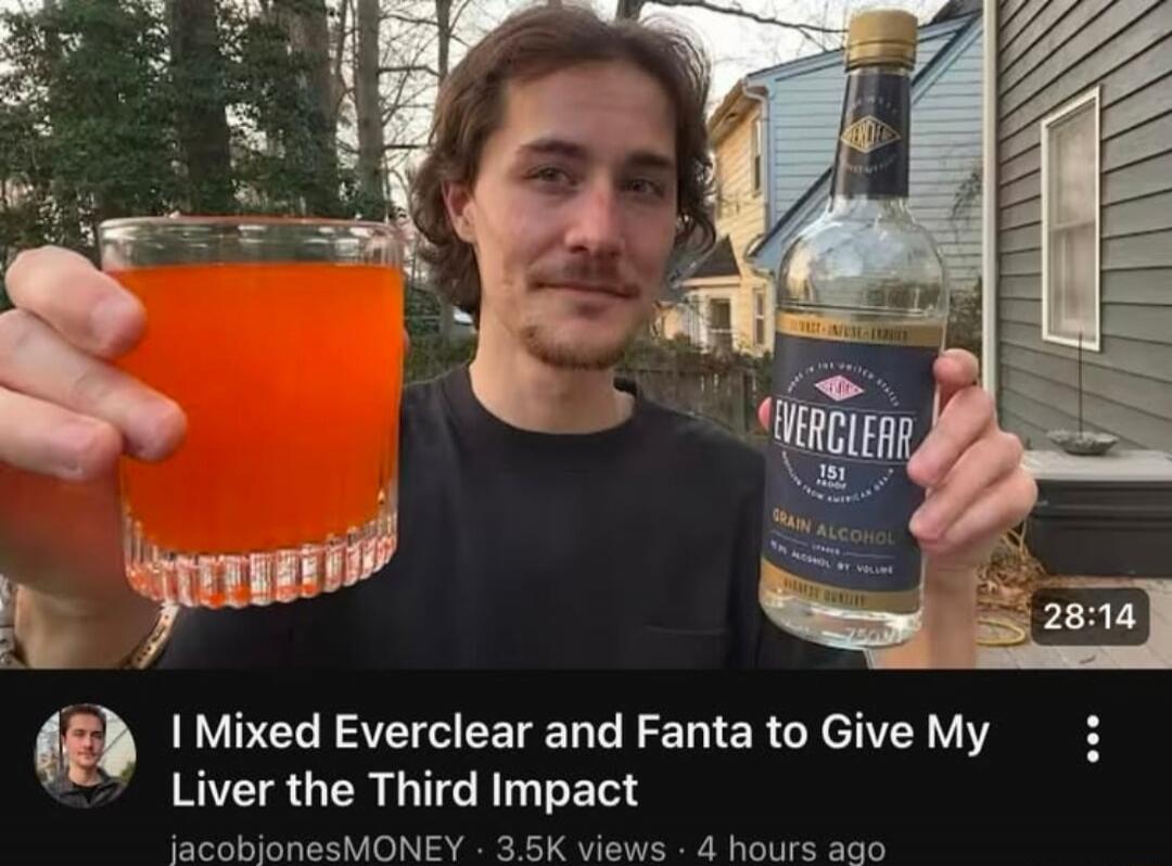I Mixed Everclear and Fanta to Give My Liver the Third Impact. Everclear 151 Proof Grain Alcohol.