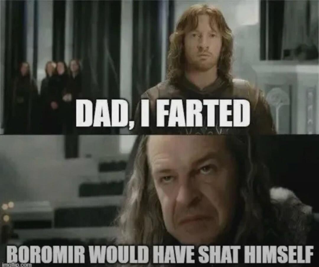 DAD, I FARTED
BOROMIR WOULD HAVE SHOT HIMSELF