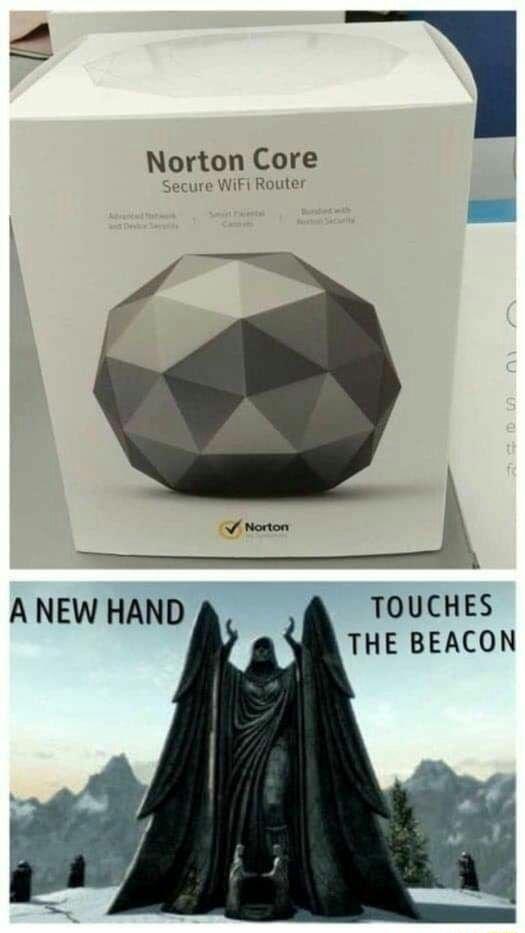 Norton Core Secure WiFi Router ANEW HAND TOUCHES THE BEACON